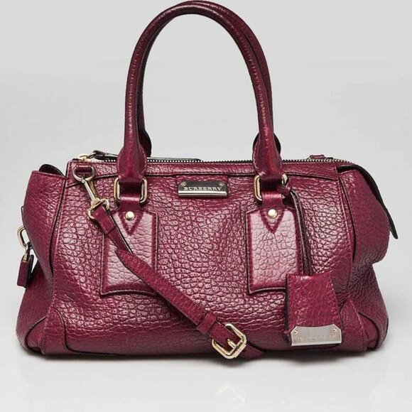 Burberry Purple Heritage Grain Leather Small Gladstone Bag - Picture 1 of 12